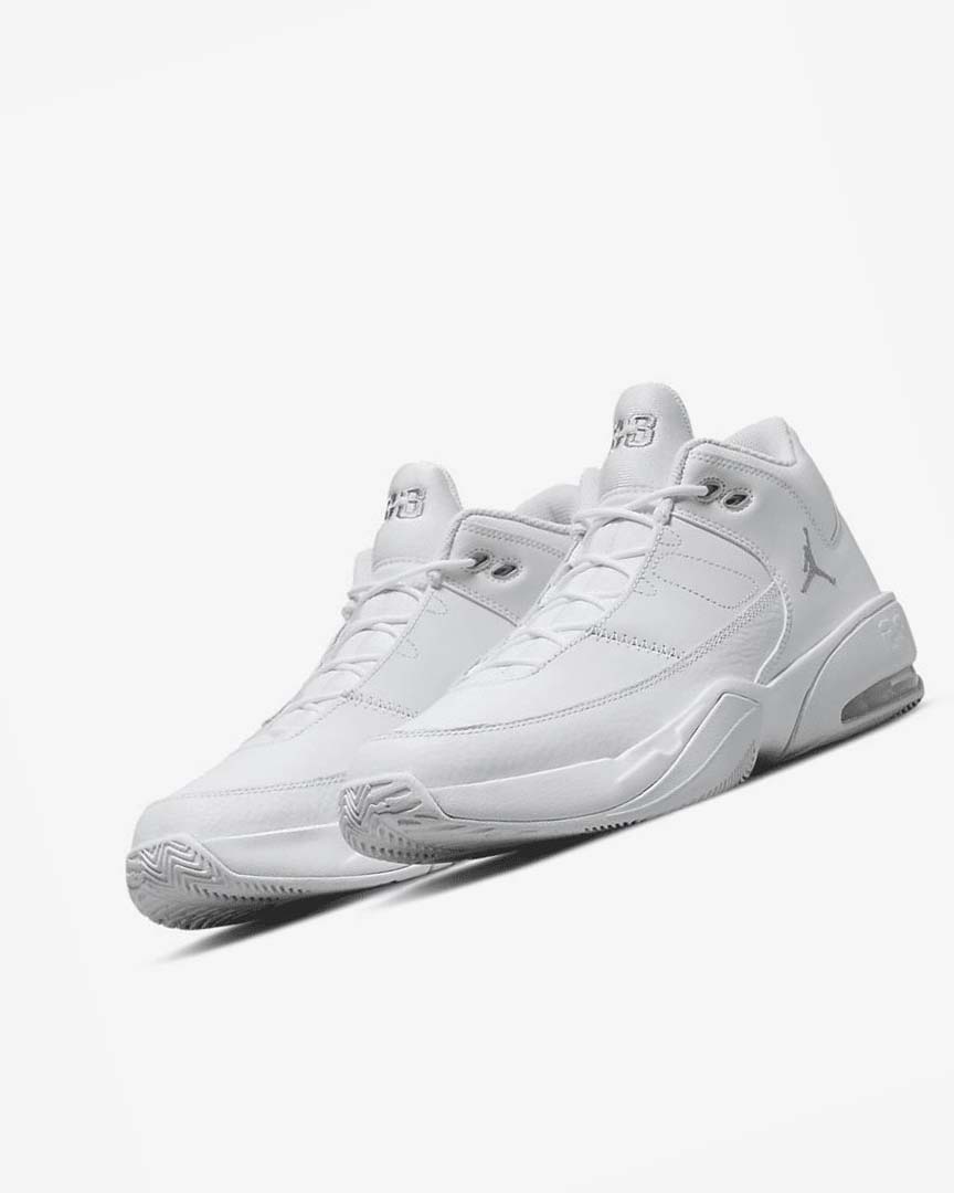 White / White / Metal Silver Nike Jordan Max Aura 3 Men's Basketball Shoes | CA_2418