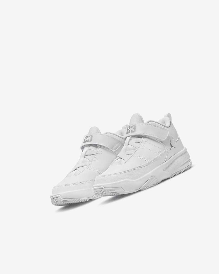 White / White / Metal Silver Nike Jordan Max Aura 3 Boys' Basketball Shoes | CA_4662