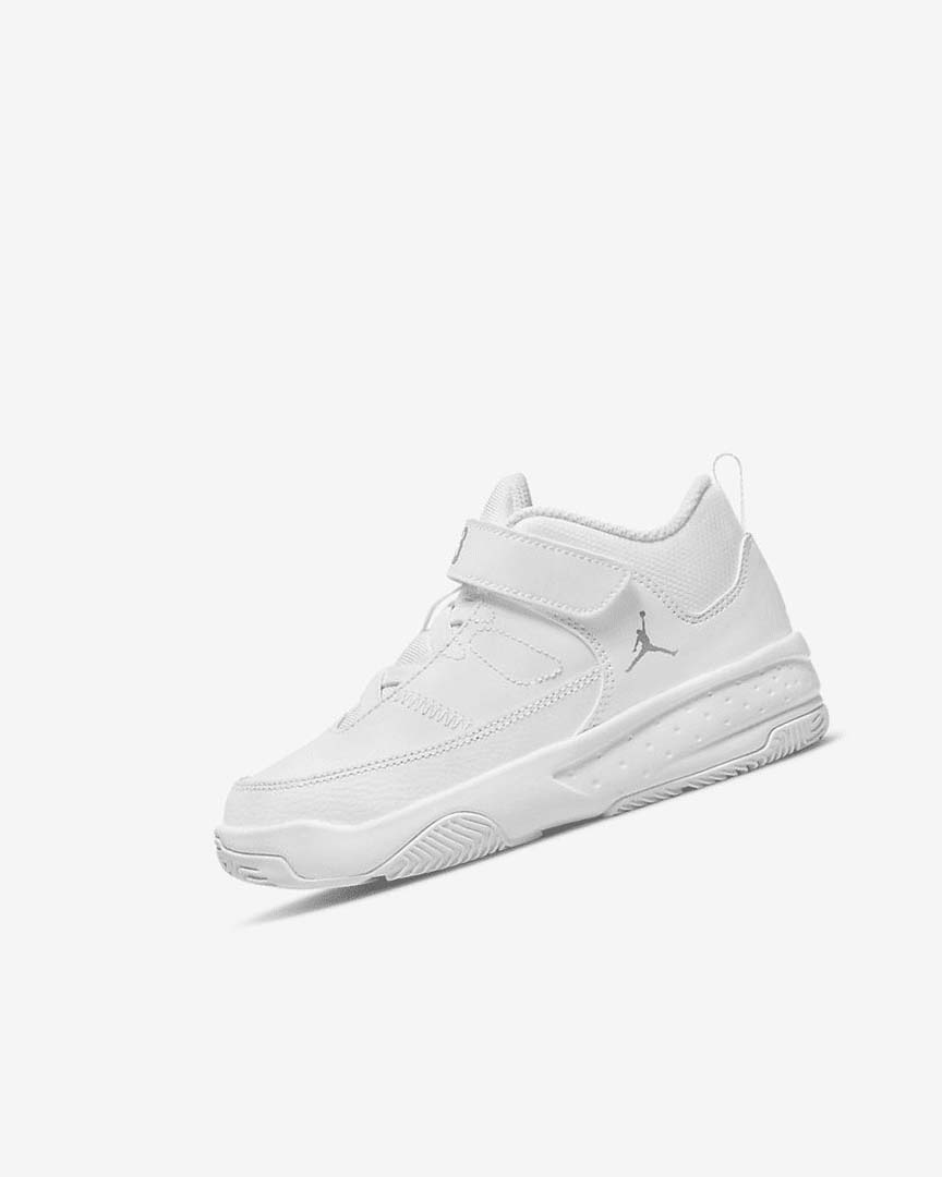 White / White / Metal Silver Nike Jordan Max Aura 3 Boys\' Basketball Shoes | CA_4662