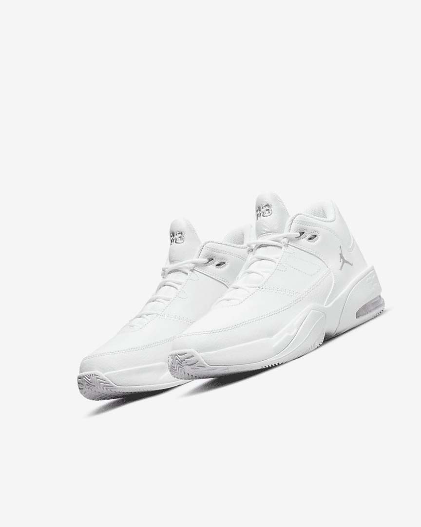 White / White / Metal Silver Nike Jordan Max Aura 3 Boys' Basketball Shoes | CA_4794