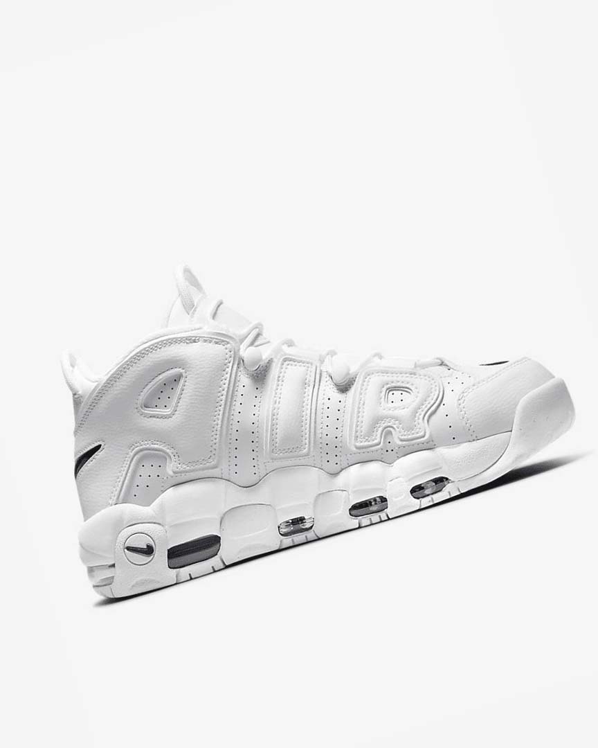White / White / Navy Nike Air More Uptempo '96 Men's Basketball Shoes | CA_5454