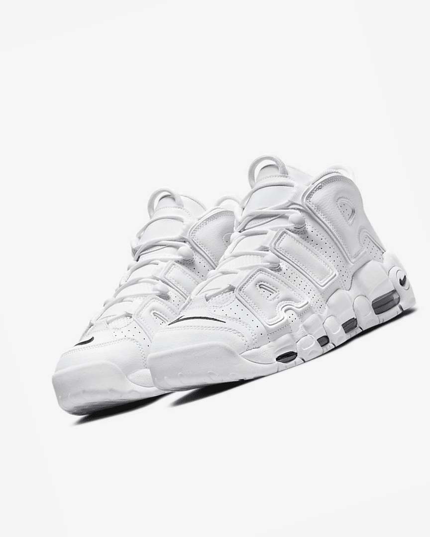 White / White / Navy Nike Air More Uptempo '96 Men's Basketball Shoes | CA_5454