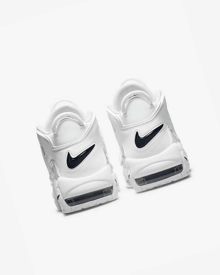White / White / Navy Nike Air More Uptempo '96 Men's Basketball Shoes | CA_5454