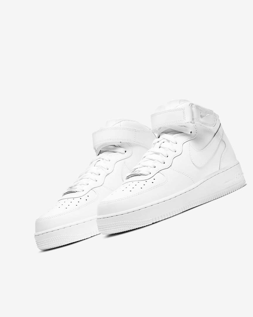 White / White Nike Air Force 1 Mid '07 Men's Sneakers | CA_1166