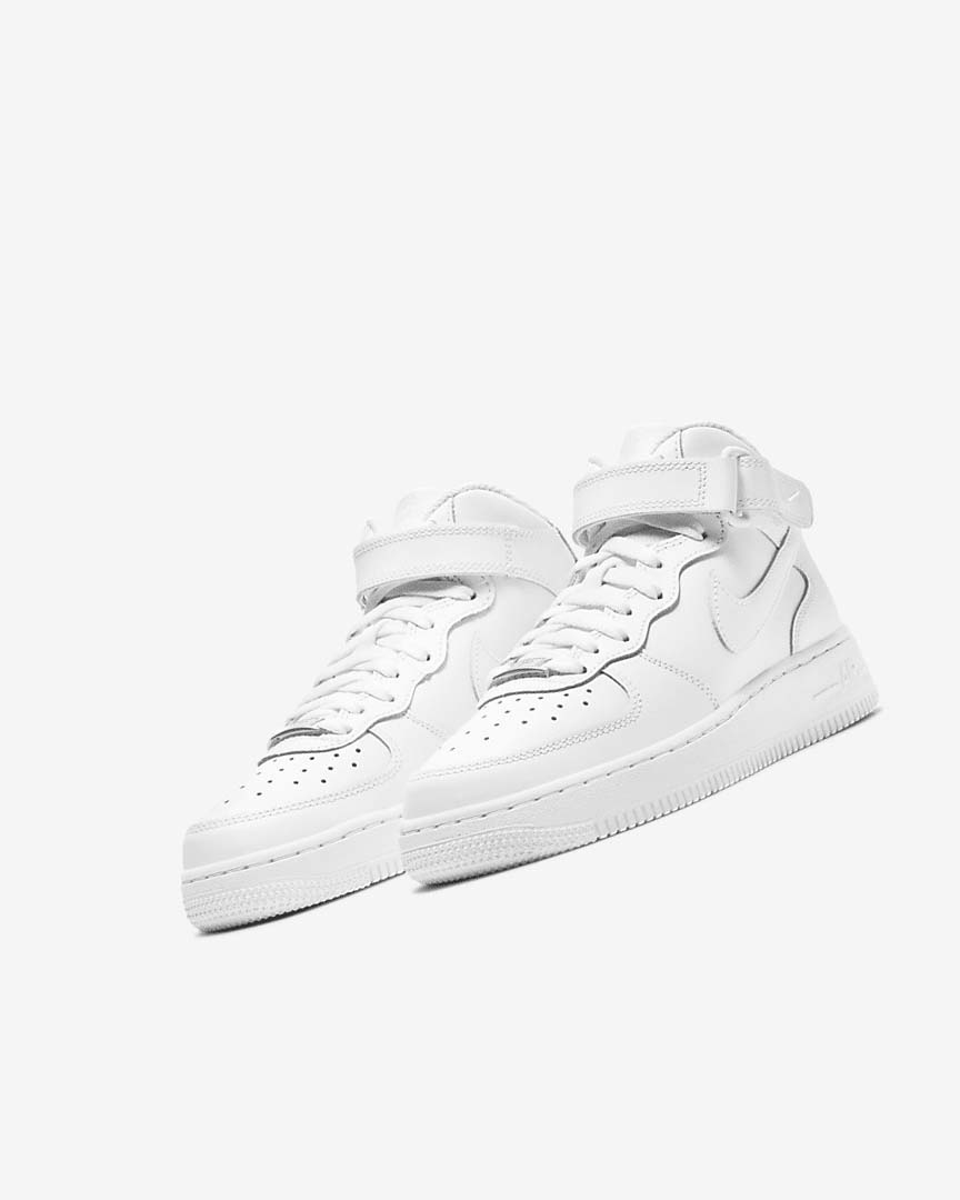 White / White Nike Air Force 1 Mid LE Boys' Sneakers | CA_2224