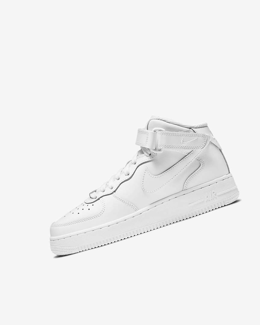 White / White Nike Air Force 1 Mid LE Boys\' Sneakers | CA_2224