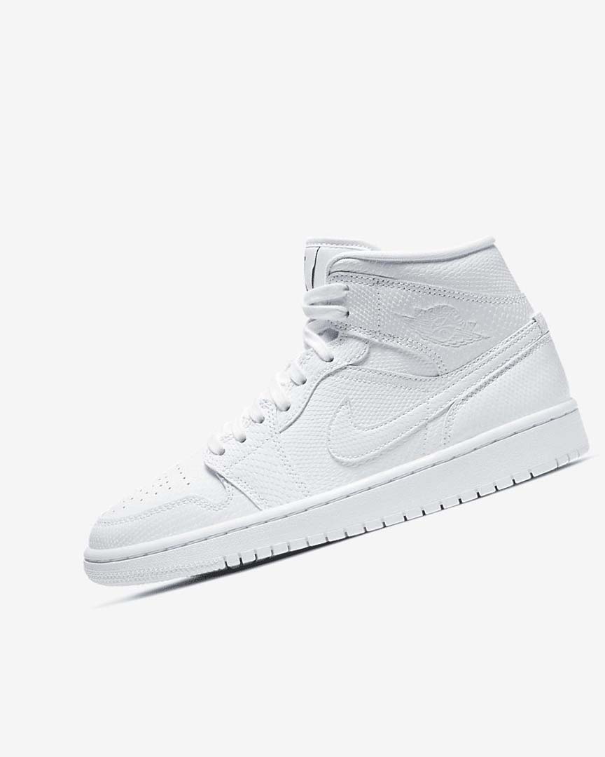 White / White Nike Air Jordan 1 Mid Women\'s Sneakers | CA_2821