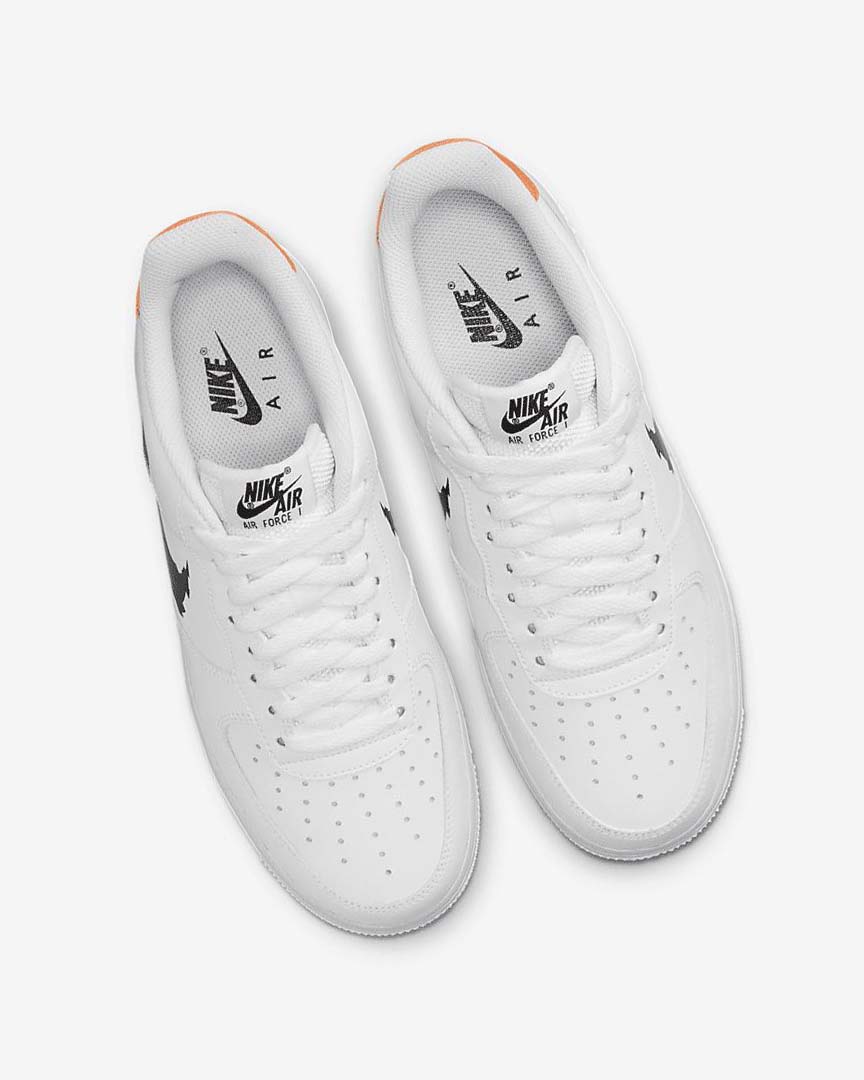 White / White / Orange / Black Nike Air Force 1 '07 Men's Sneakers | CA_2460