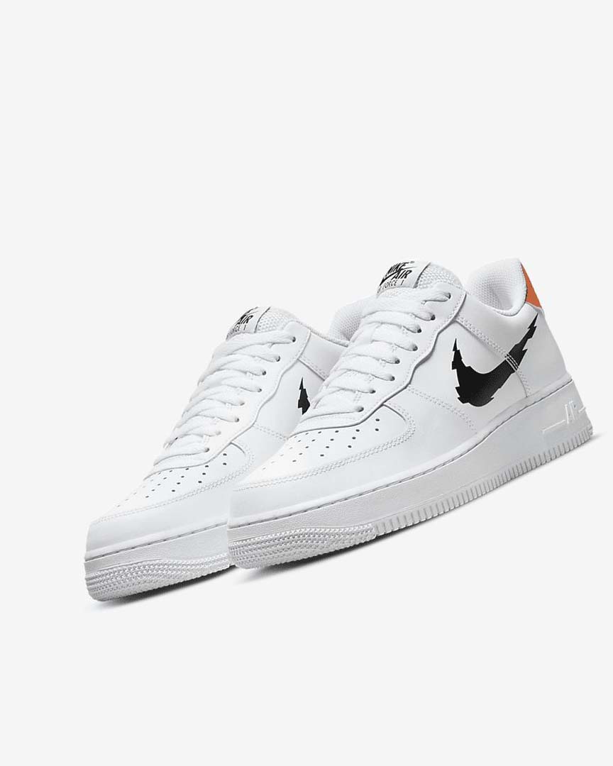 White / White / Orange / Black Nike Air Force 1 '07 Men's Sneakers | CA_2460