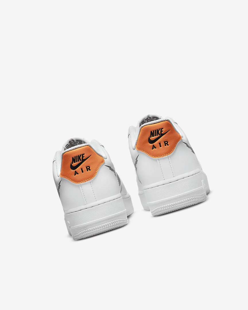 White / White / Orange / Black Nike Air Force 1 '07 Men's Sneakers | CA_2460