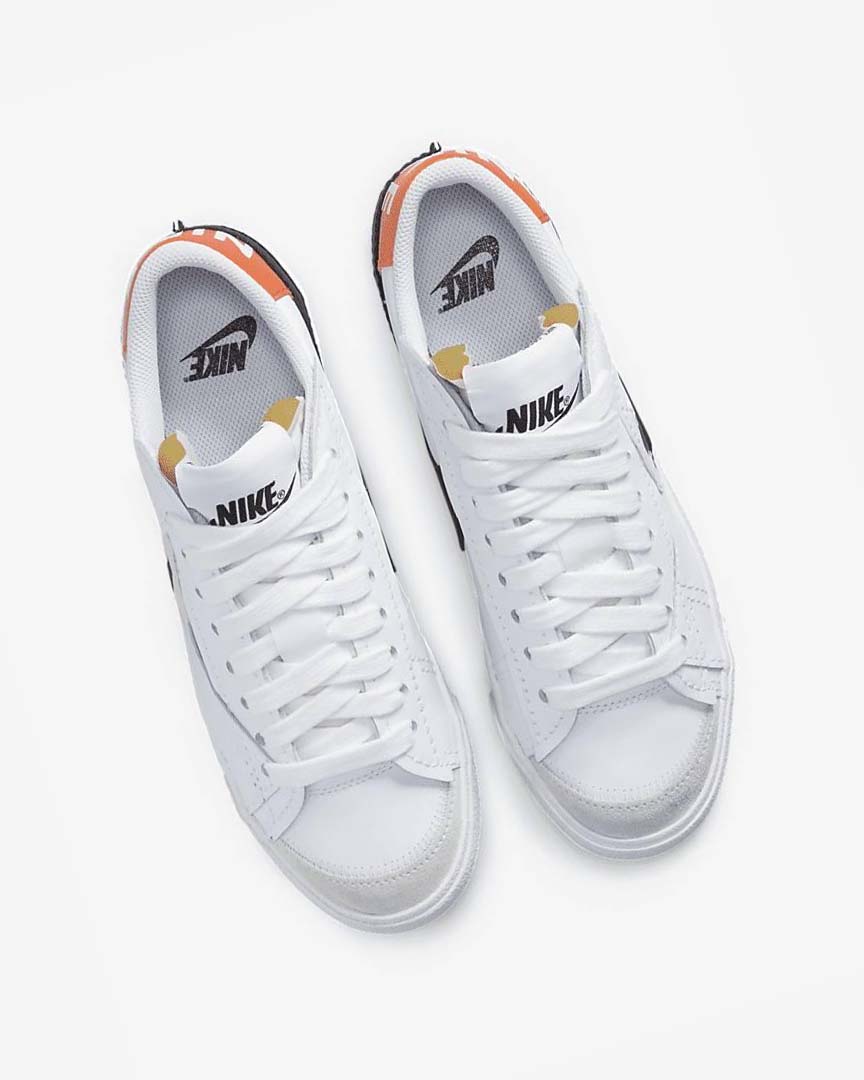 White / White / Orange / Black Nike Blazer Low '77 Jumbo Men's Sneakers | CA_4675