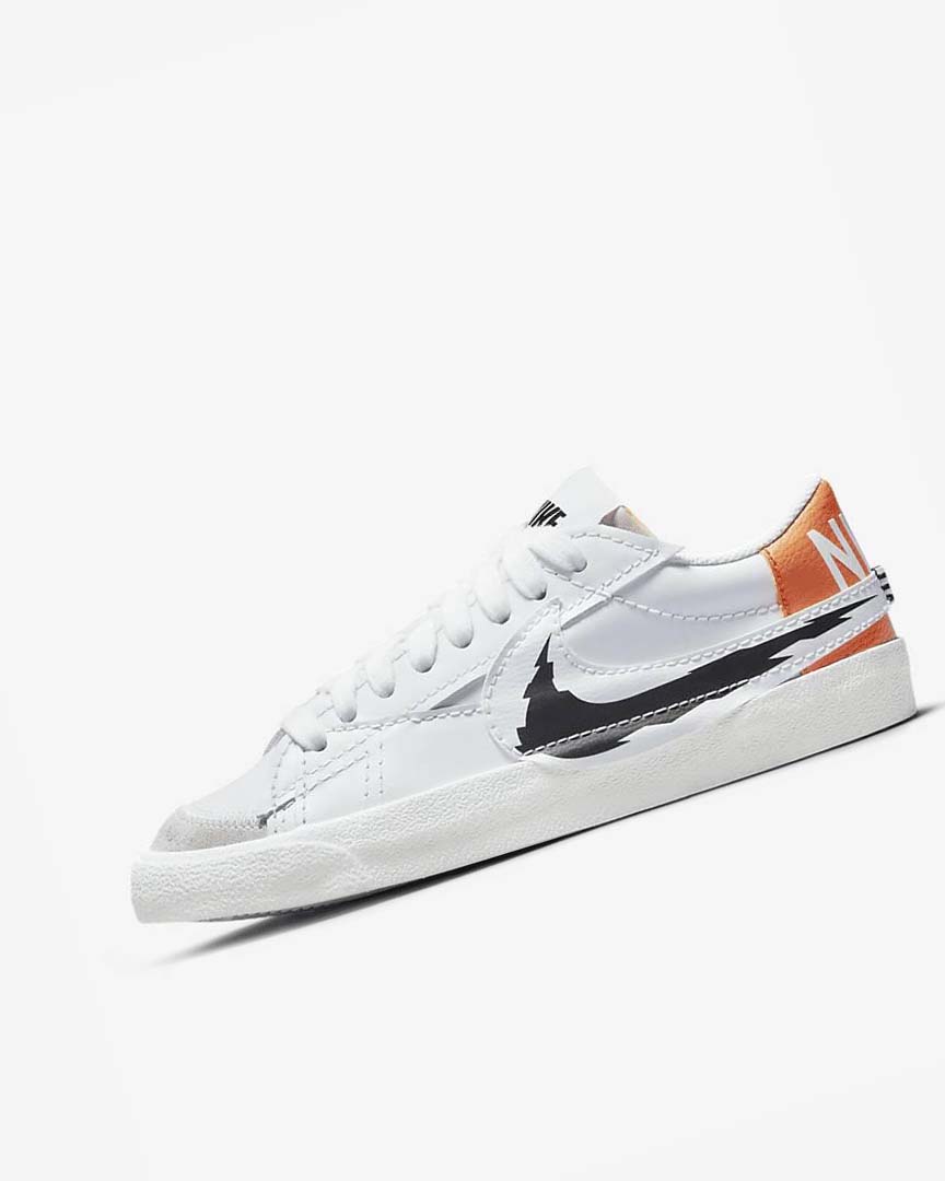 White / White / Orange / Black Nike Blazer Low \'77 Jumbo Men\'s Sneakers | CA_4675