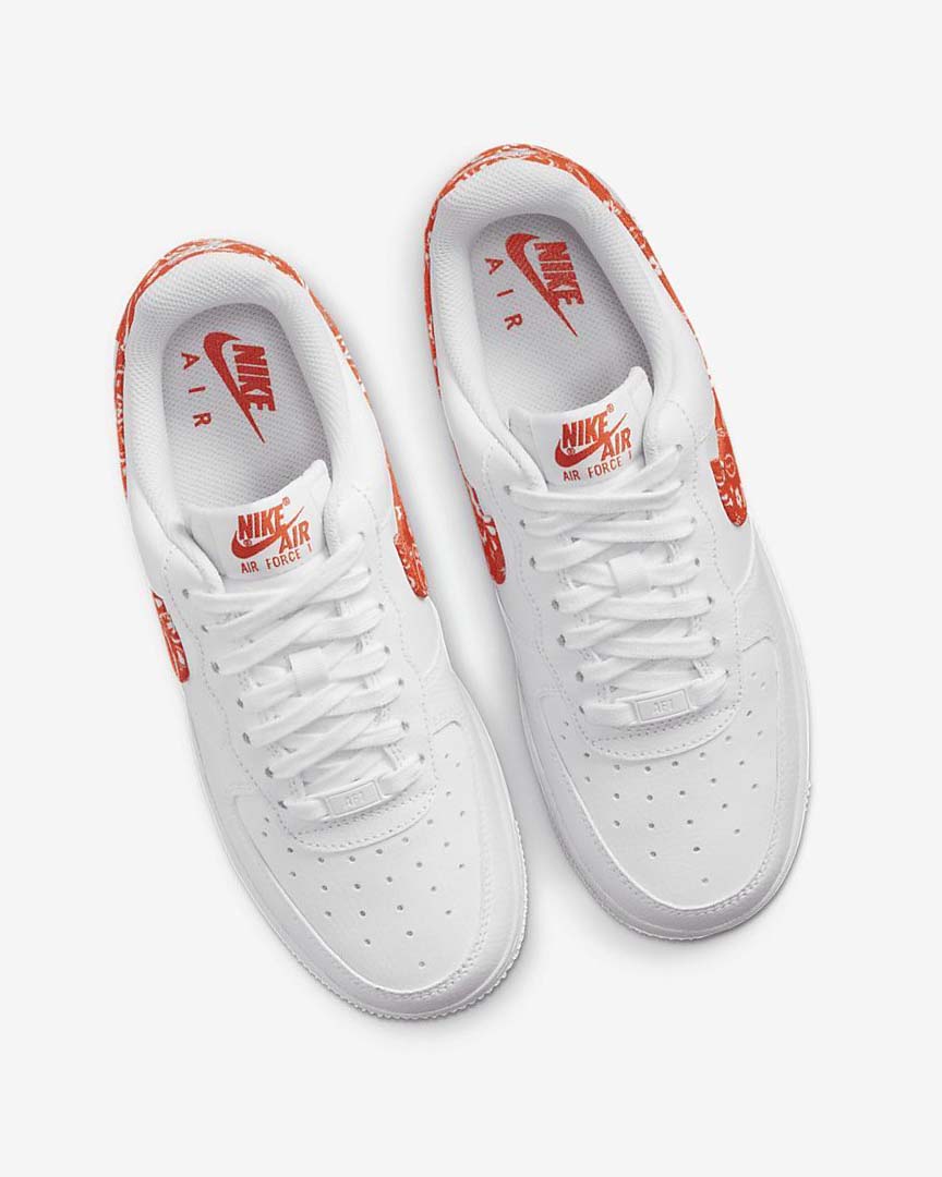 White / White / Orange Nike Air Force 1 '07 Women's Sneakers | CA_3017