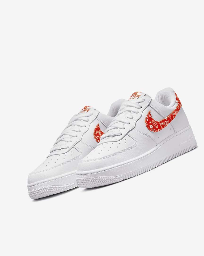 White / White / Orange Nike Air Force 1 '07 Women's Sneakers | CA_3017