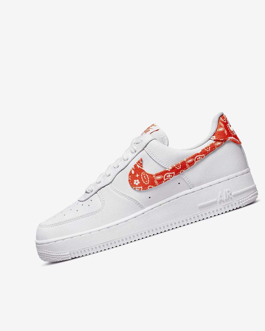 White / White / Orange Nike Air Force 1 \'07 Women\'s Sneakers | CA_3017