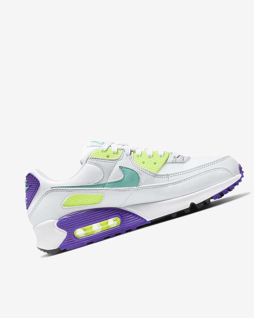 White / White / Platinum / Turquoise Nike Air Max 90 Women's Casual Shoes | CA_5301