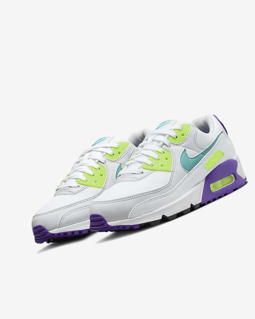 White / White / Platinum / Turquoise Nike Air Max 90 Women's Casual Shoes | CA_5301