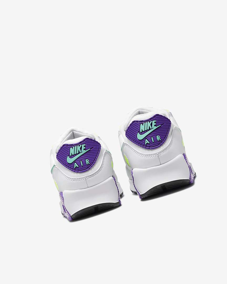 White / White / Platinum / Turquoise Nike Air Max 90 Women's Casual Shoes | CA_5301