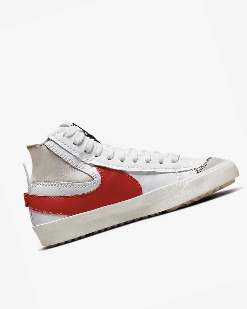 White / White / Red Nike Blazer Mid '77 Jumbo Men's Sneakers | CA_5591