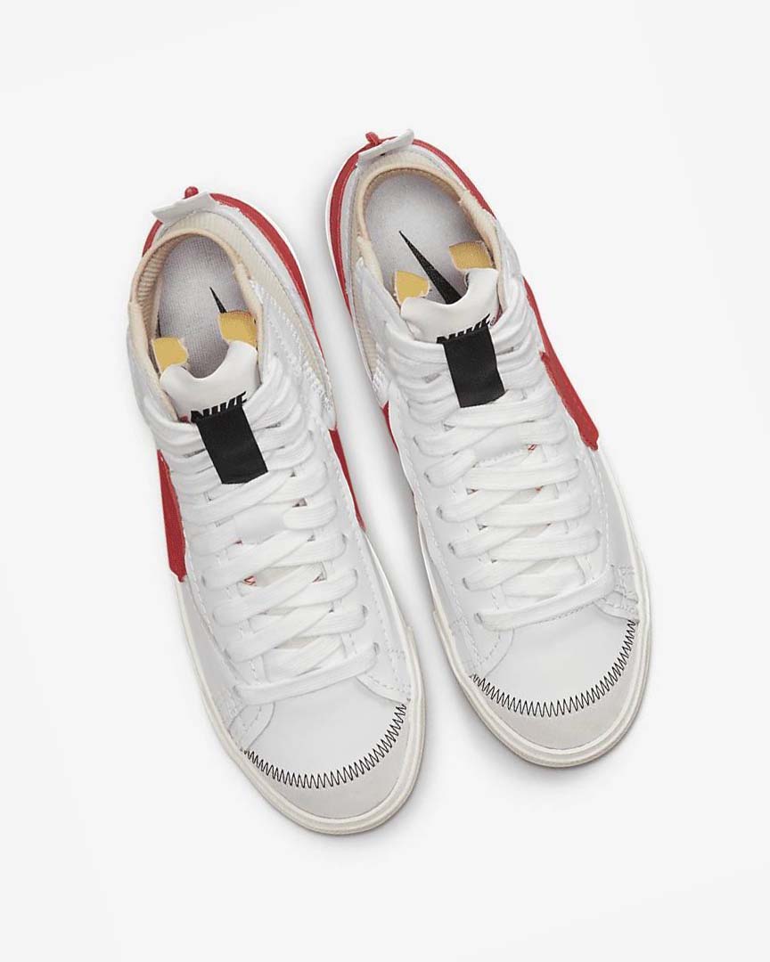 White / White / Red Nike Blazer Mid '77 Jumbo Men's Sneakers | CA_5591