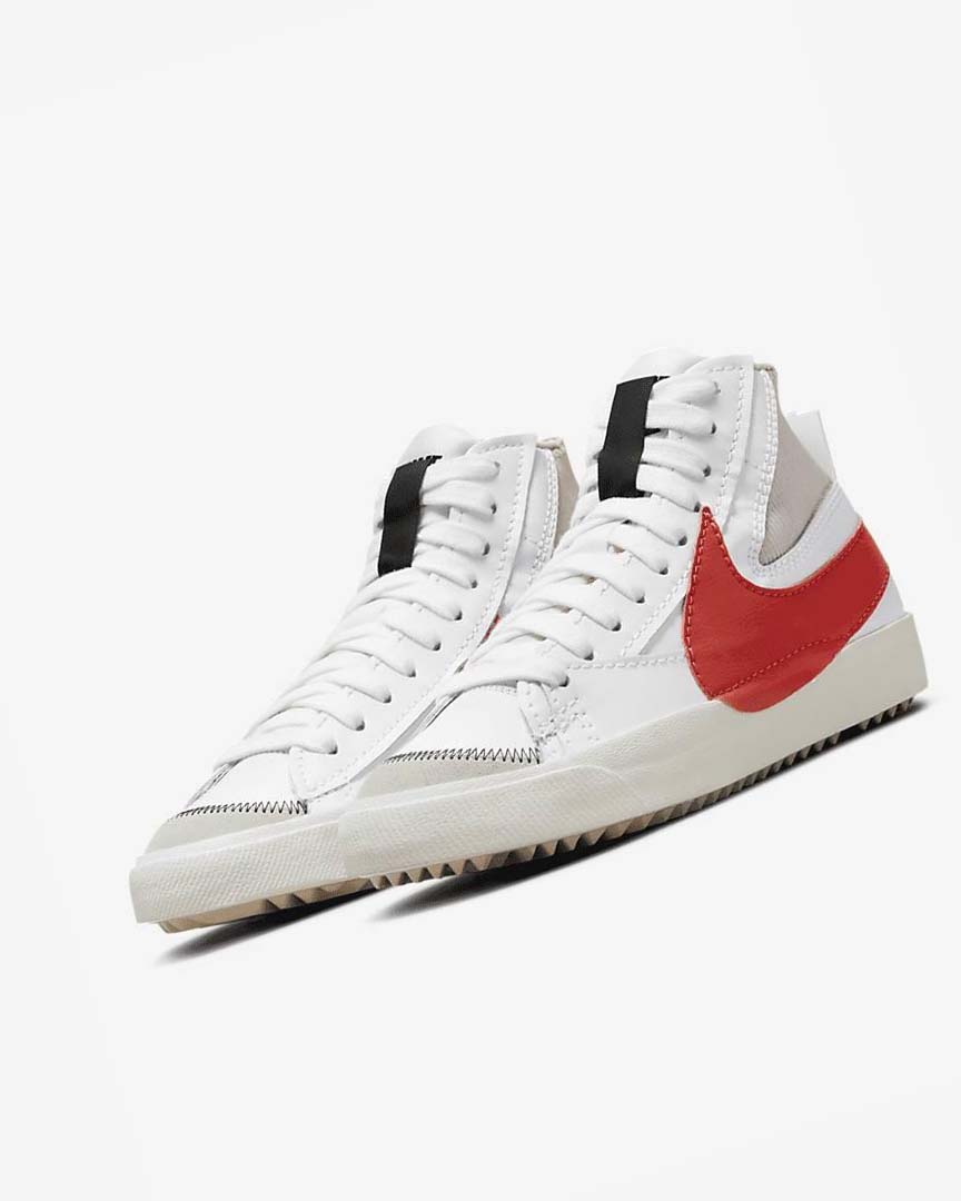 White / White / Red Nike Blazer Mid '77 Jumbo Men's Sneakers | CA_5591