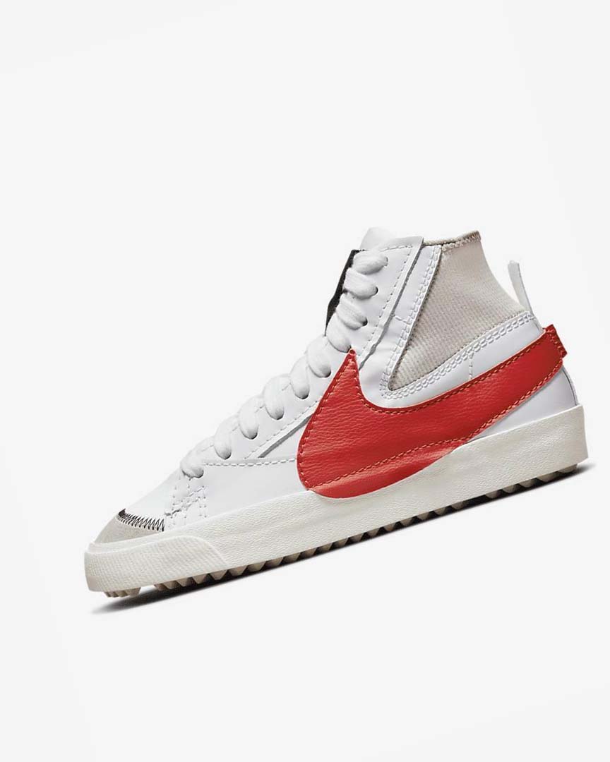 White / White / Red Nike Blazer Mid \'77 Jumbo Men\'s Sneakers | CA_5591