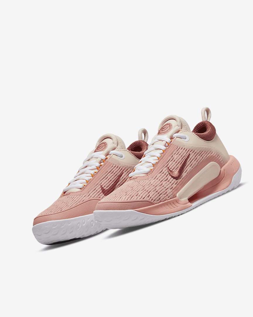 White / White / Red Nike Court Zoom NXT Women's Tennis Shoes | CA_2617