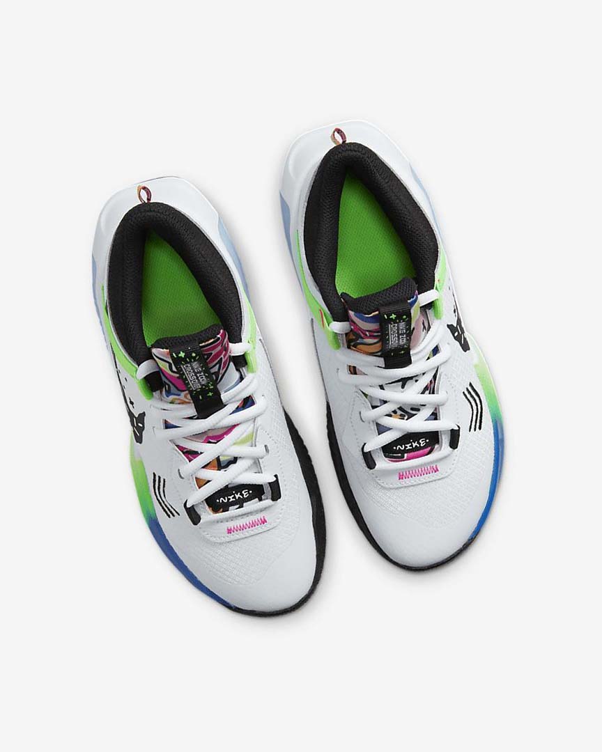 White / White / Royal / Black Nike Air Zoom Crossover Boys' Basketball Shoes | CA_2332