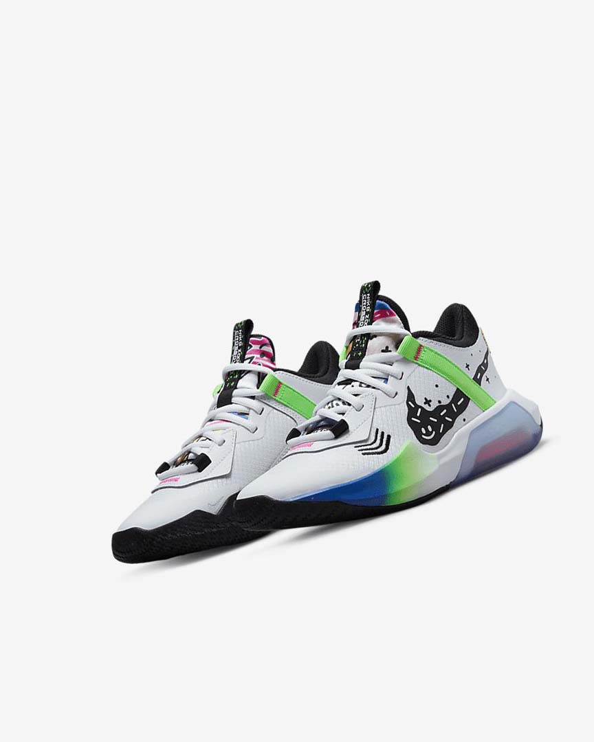 White / White / Royal / Black Nike Air Zoom Crossover Boys' Basketball Shoes | CA_2332
