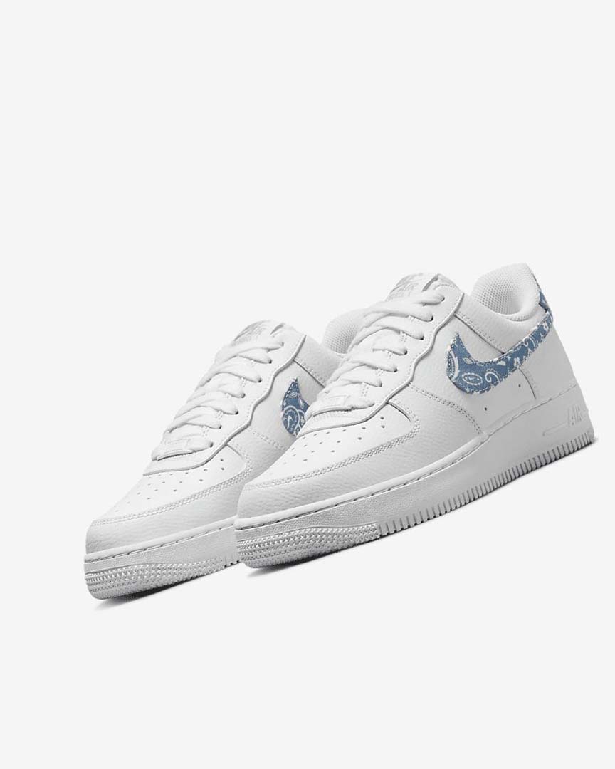 White / White / White / Blue Nike Air Force 1 '07 Essential Women's Sneakers | CA_5278