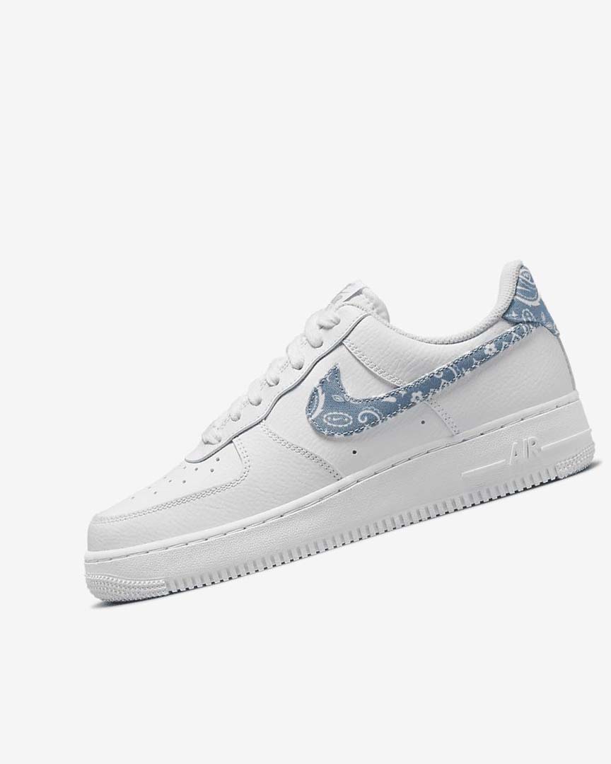 White / White / White / Blue Nike Air Force 1 \'07 Essential Women\'s Sneakers | CA_5278