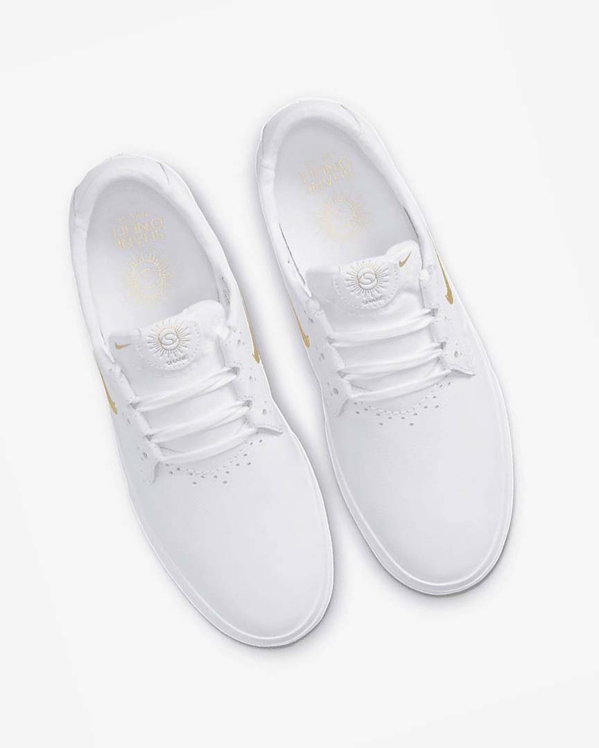 White / White / White / Metal Gold Nike SB Shane PRM Men's Skate Shoes | CA_1176