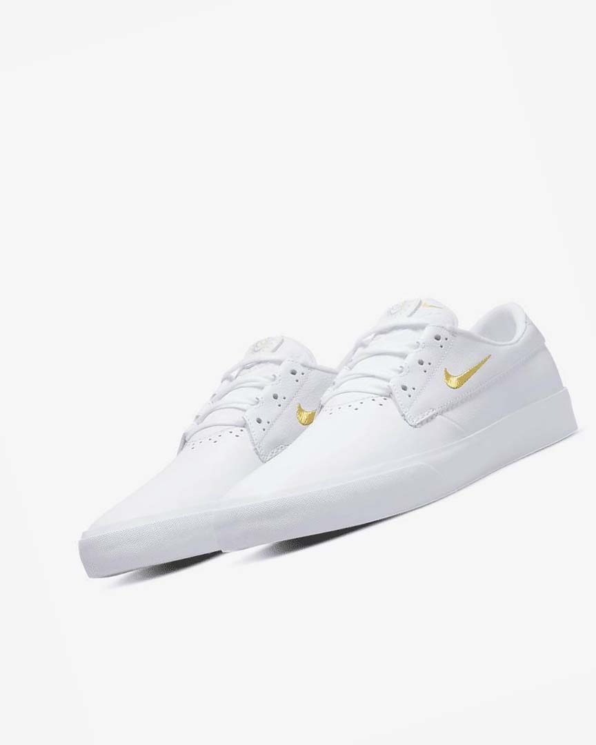 White / White / White / Metal Gold Nike SB Shane PRM Men's Skate Shoes | CA_1176