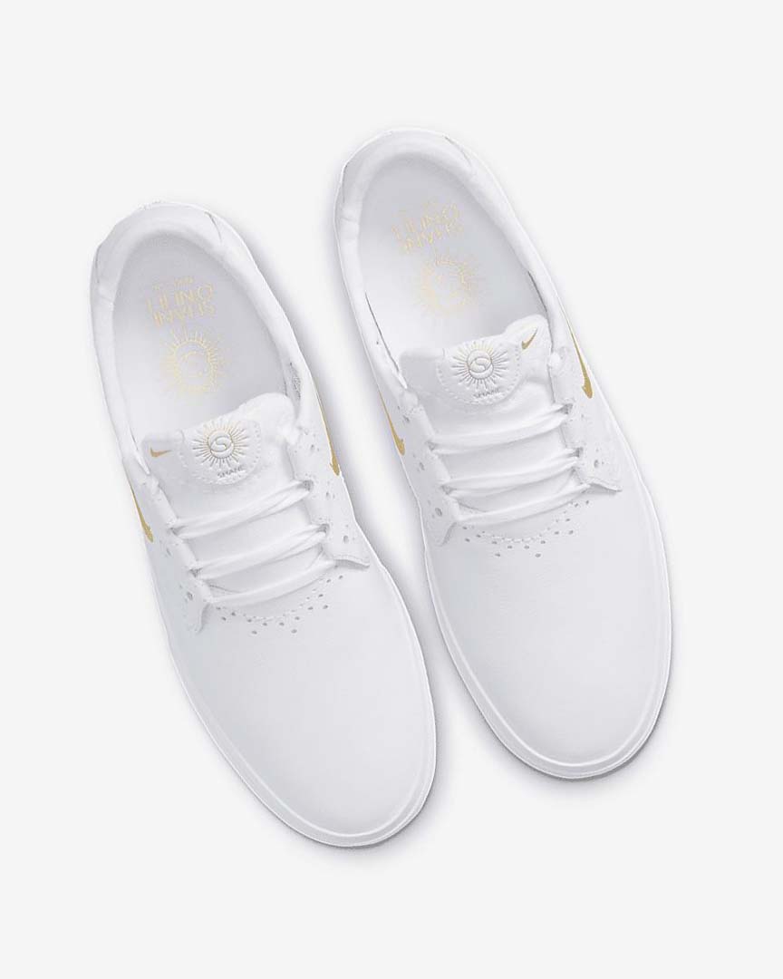 White / White / White / Metal Gold Nike SB Shane PRM Women's Skate Shoes | CA_4557