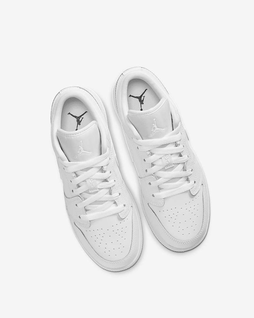 White / White / White Nike Air Jordan 1 Low Boys' Sneakers | CA_2674