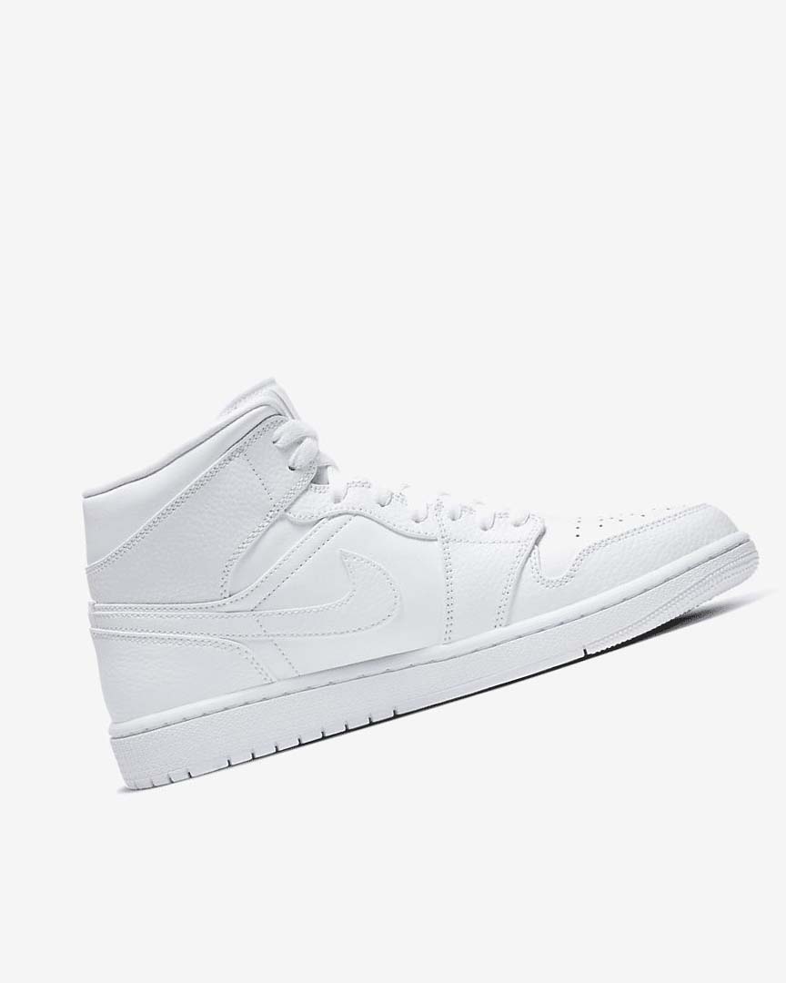 White / White / White Nike Air Jordan 1 Mid Men's Sneakers | CA_2885