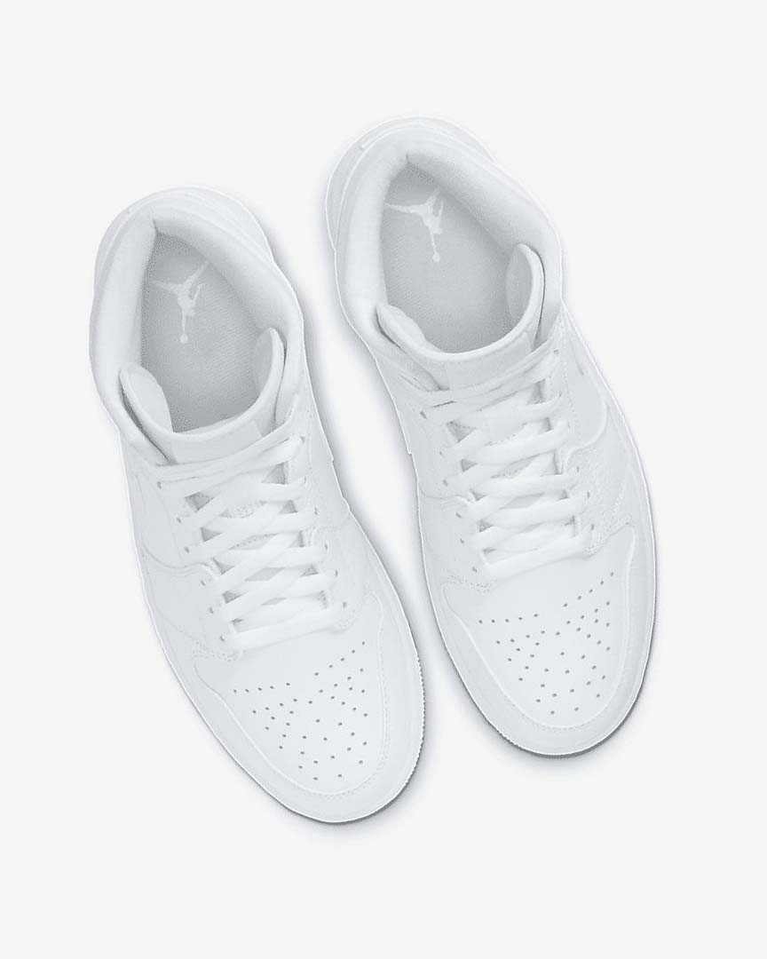 White / White / White Nike Air Jordan 1 Mid Men's Sneakers | CA_2885