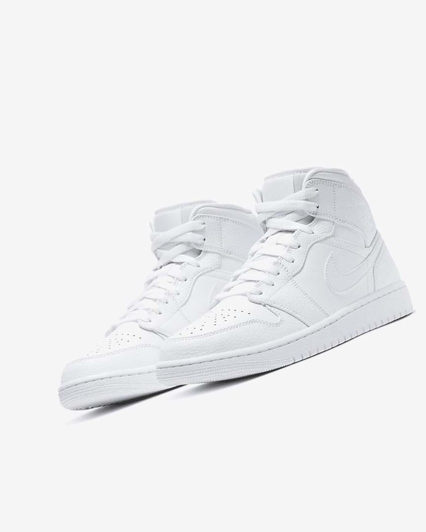 White / White / White Nike Air Jordan 1 Mid Men's Sneakers | CA_2885