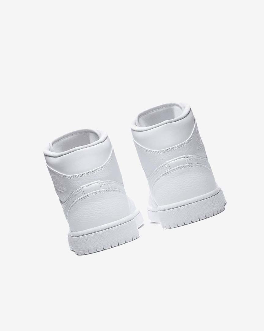 White / White / White Nike Air Jordan 1 Mid Men's Sneakers | CA_2885