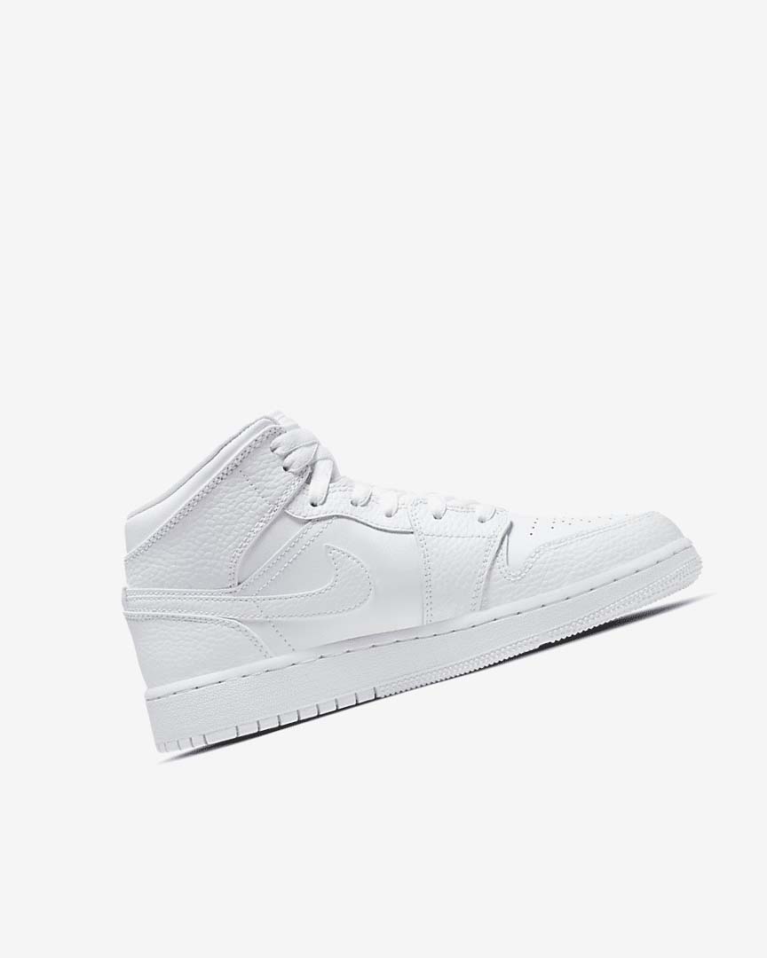 White / White / White Nike Air Jordan 1 Mid Boys' Sneakers | CA_5289