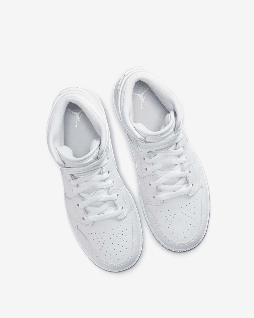 White / White / White Nike Air Jordan 1 Mid Boys' Sneakers | CA_5289
