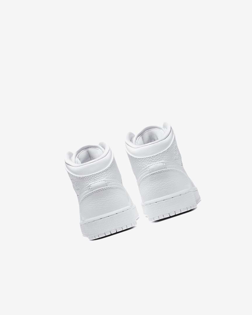 White / White / White Nike Air Jordan 1 Mid Boys' Sneakers | CA_5289