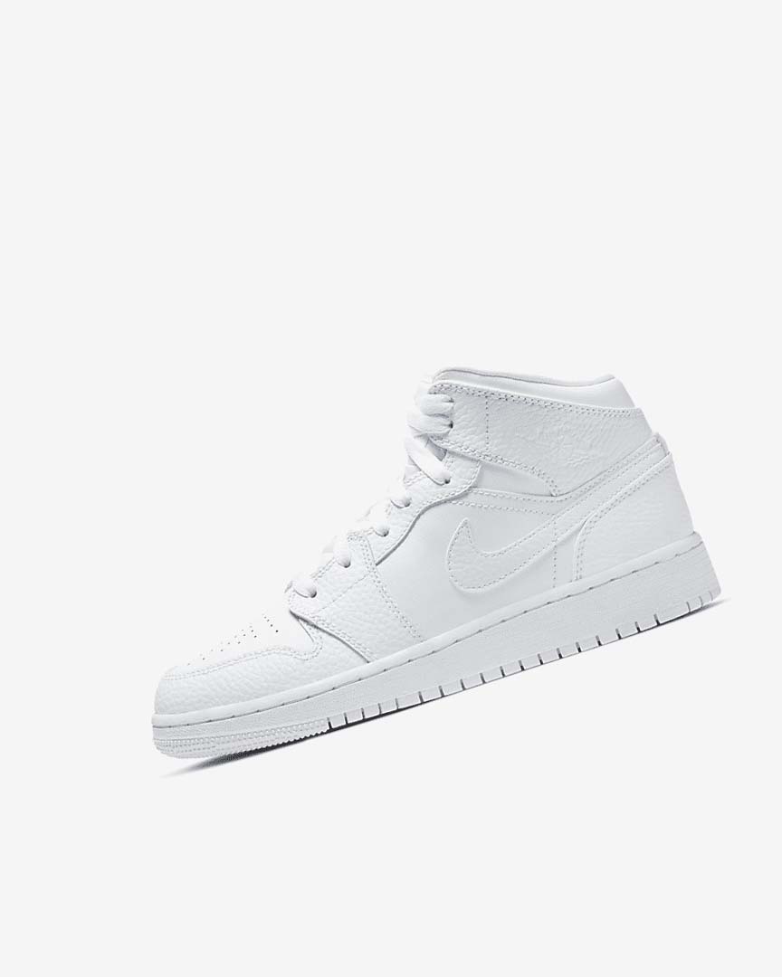 White / White / White Nike Air Jordan 1 Mid Boys\' Sneakers | CA_5289