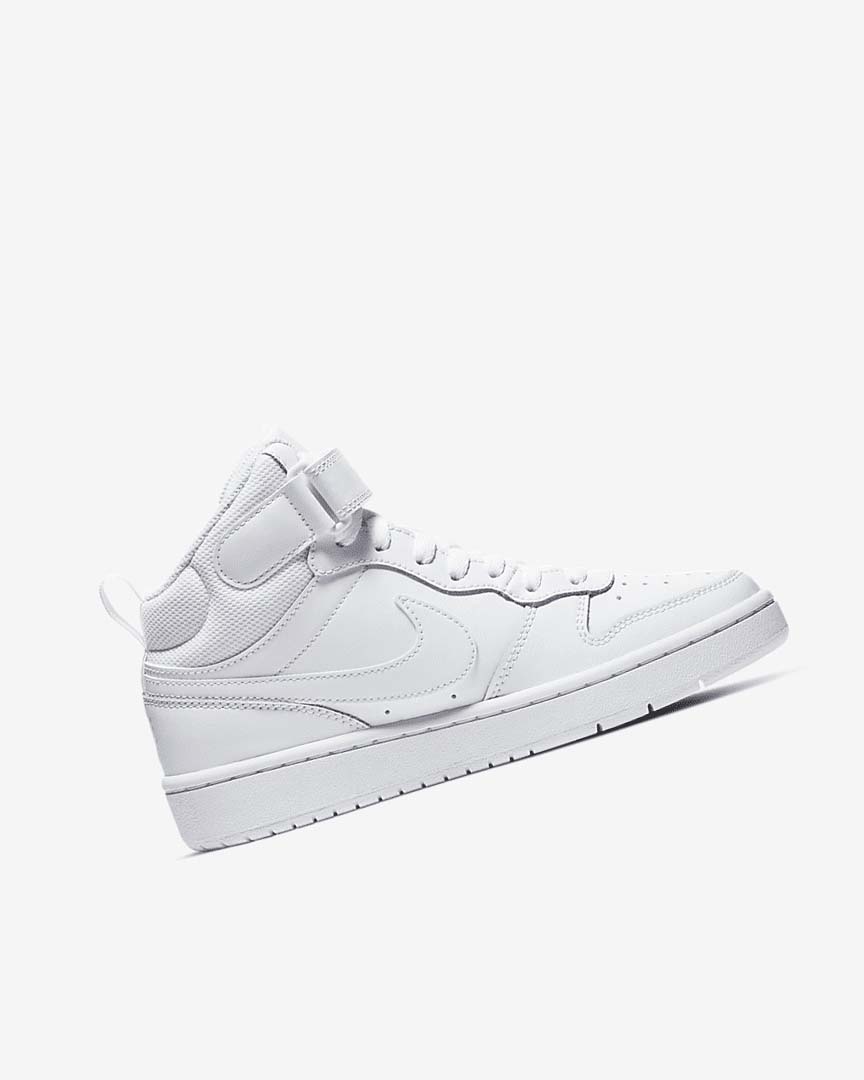 White / White / White Nike Court Borough Mid 2 Girls' Shoes | CA_1139