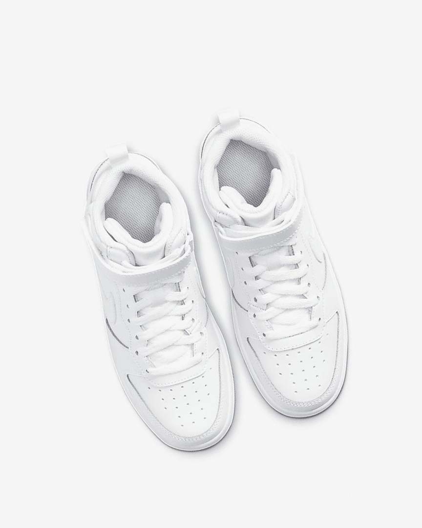 White / White / White Nike Court Borough Mid 2 Girls' Shoes | CA_1139