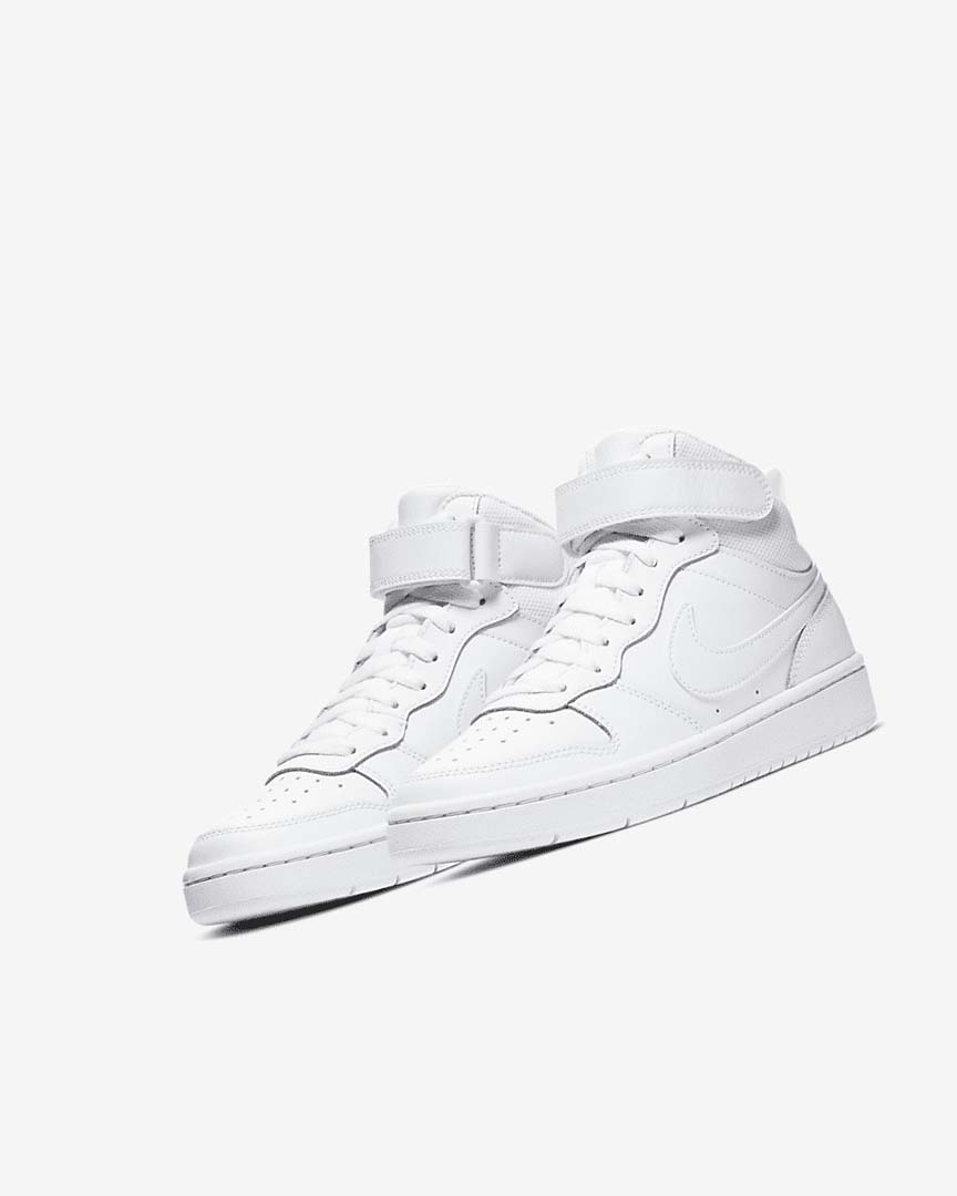White / White / White Nike Court Borough Mid 2 Girls' Shoes | CA_1139