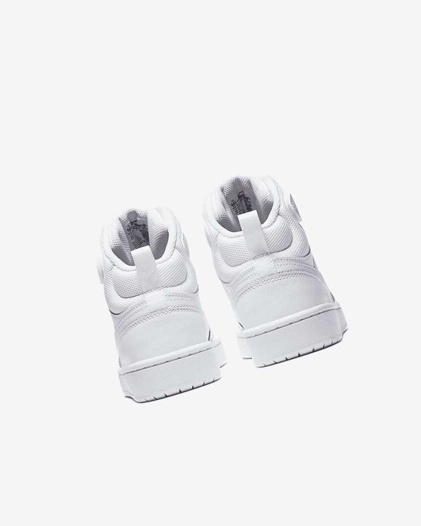 White / White / White Nike Court Borough Mid 2 Girls' Shoes | CA_1139