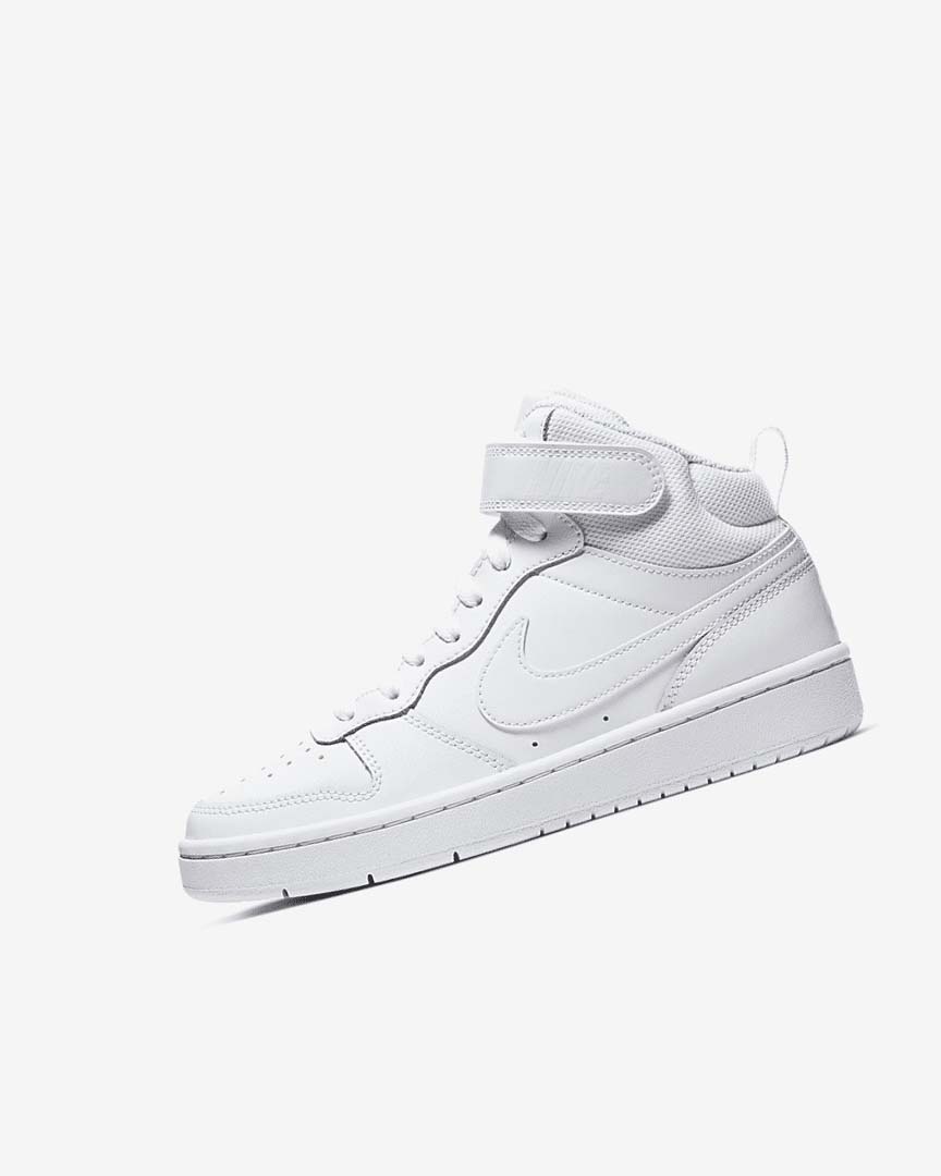 White / White / White Nike Court Borough Mid 2 Girls\' Shoes | CA_1139