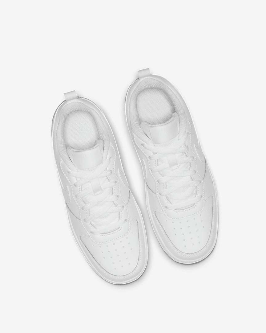 White / White / White Nike Court Borough Low 2 Girls' Shoes | CA_2873