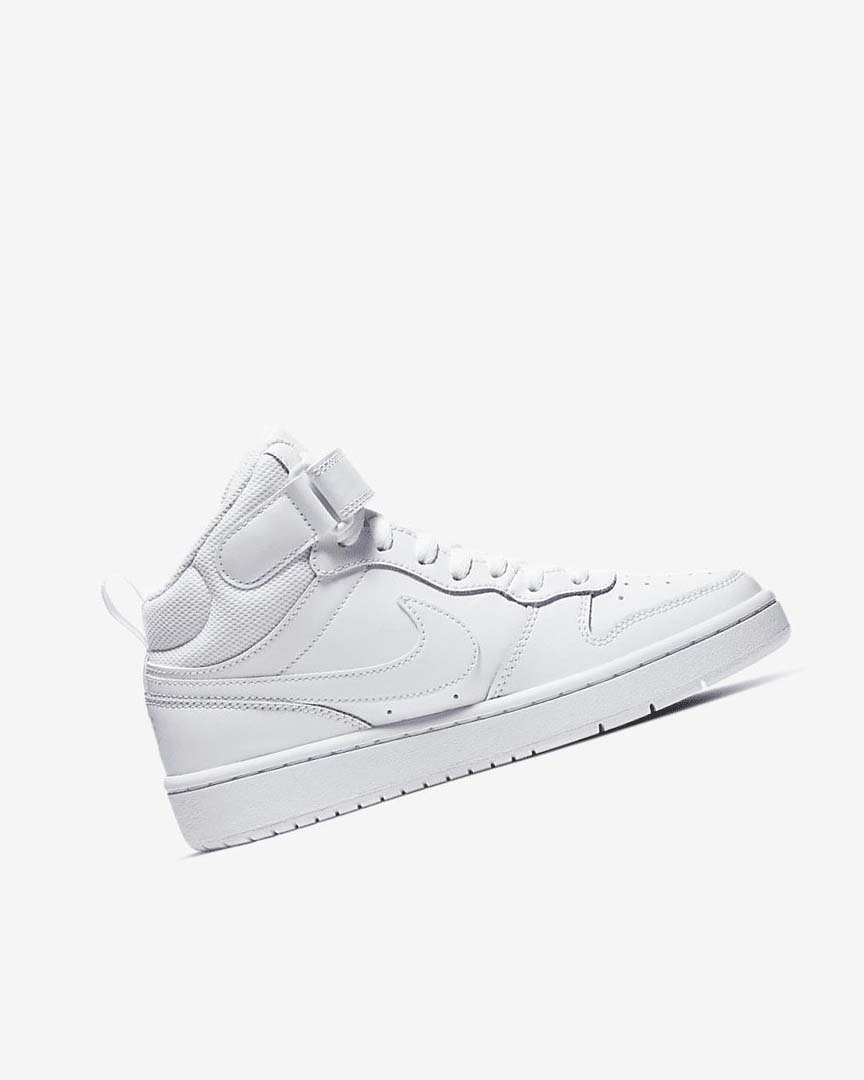 White / White / White Nike Court Borough Mid 2 Boys' Shoes | CA_3092
